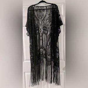 SHEIN Lace Cardigan Black